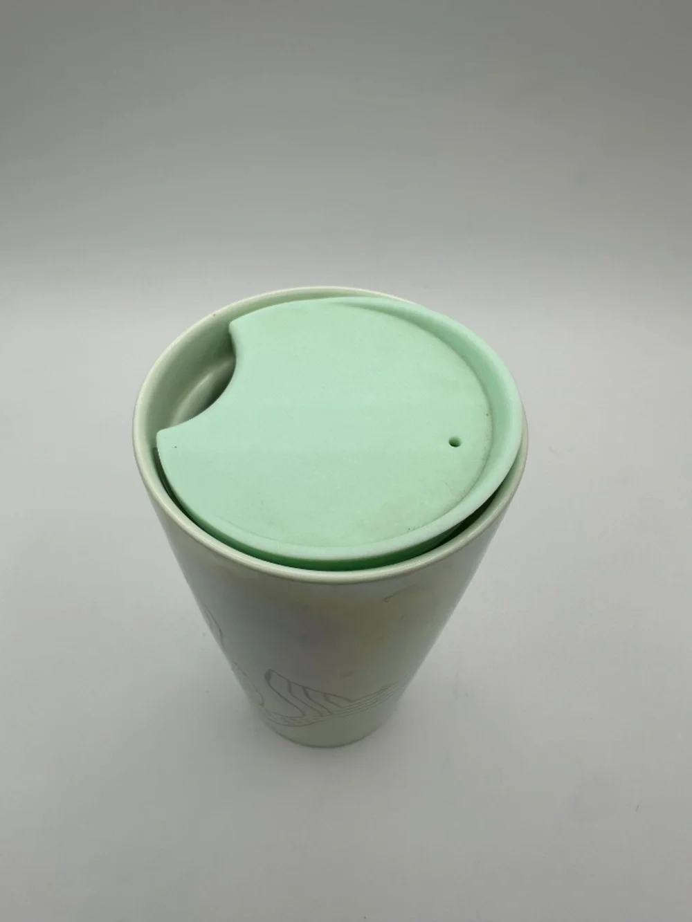 Starbucks 50th Anniversary Iridescent Green Siren Mermaid Ceramic Tumbler 12oz